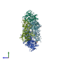 PDB entry 4u1x coloured by chain, side view.