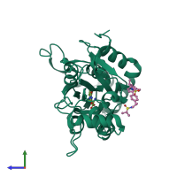 PDB entry 4u23 coloured by chain, side view.