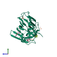 PDB entry 4u2a coloured by chain, side view.