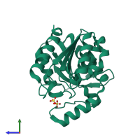 PDB entry 4u2d coloured by chain, side view.