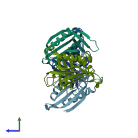 PDB entry 4u2j coloured by chain, side view.