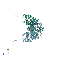 PDB entry 4u2n coloured by chain, side view.