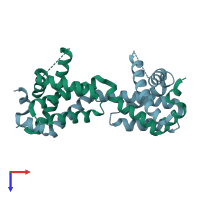 PDB entry 4u2u coloured by chain, top view.