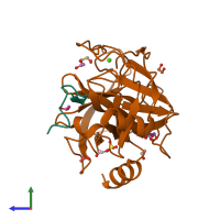 PDB entry 4u2w coloured by chain, side view.