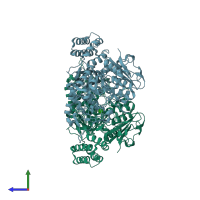 PDB entry 4u2y coloured by chain, side view.
