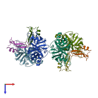 PDB entry 4u30 coloured by chain, top view.