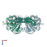 PDB entry 4u31 coloured by chain, top view.