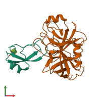 PDB 4u32 coloured by chain and viewed from the front.