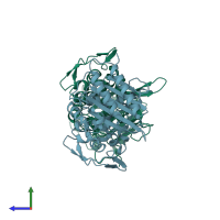 PDB entry 4u3t coloured by chain, side view.