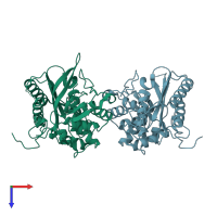 PDB entry 4u3t coloured by chain, top view.