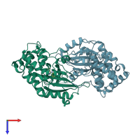 PDB entry 4u43 coloured by chain, top view.