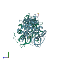 PDB 4u45 coloured by chain and viewed from the side.