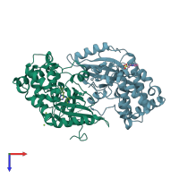 PDB entry 4u45 coloured by chain, top view.