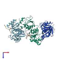 PDB entry 4u4a coloured by chain, top view.