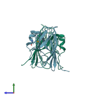 PDB entry 4u4i coloured by chain, side view.
