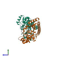 PDB entry 4u4p coloured by chain, side view.
