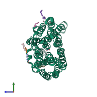 PDB entry 4u4t coloured by chain, side view.