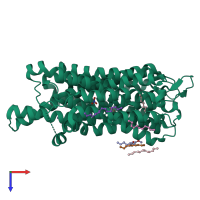 PDB entry 4u4t coloured by chain, top view.