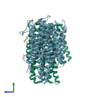 PDB entry 4u4w coloured by chain, side view.