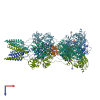 PDB entry 4u5f coloured by chain, top view.