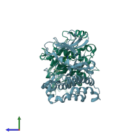 PDB entry 4u5j coloured by chain, side view.