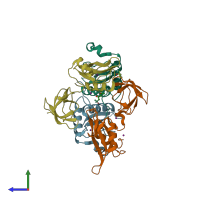 PDB entry 4u5w coloured by chain, side view.