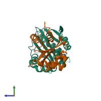 PDB entry 4u5y coloured by chain, side view.