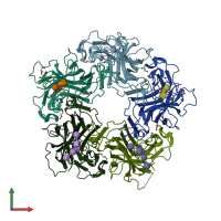 PDB entry 4u60 coloured by chain, front view.