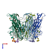 PDB entry 4u60 coloured by chain, top view.
