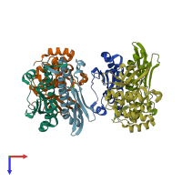 PDB entry 4u65 coloured by chain, top view.