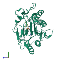PDB entry 4u69 coloured by chain, side view.