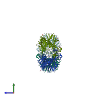 PDB entry 4u6b coloured by chain, side view.