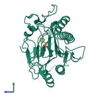 PDB entry 4u6e coloured by chain, side view.