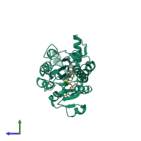 PDB entry 4u6s coloured by chain, side view.