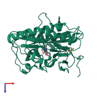 PDB entry 4u71 coloured by chain, top view.