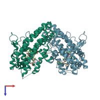 PDB entry 4u72 coloured by chain, top view.