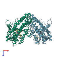 PDB entry 4u74 coloured by chain, top view.