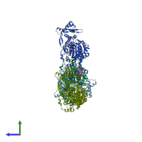 PDB entry 4u7d coloured by chain, side view.