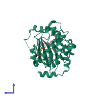 PDB entry 4u80 coloured by chain, side view.