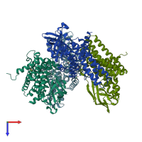 PDB entry 4u83 coloured by chain, top view.