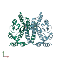 PDB entry 4u8f coloured by chain, front view.