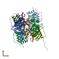 PDB entry 4u8t coloured by chain, front view.