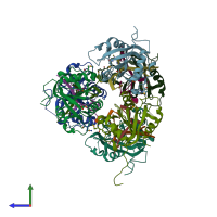 PDB entry 4u8t coloured by chain, side view.