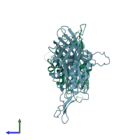 PDB entry 4u9c coloured by chain, side view.