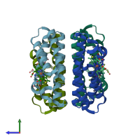 PDB entry 4u9d coloured by chain, side view.