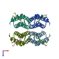 PDB entry 4u9d coloured by chain, top view.