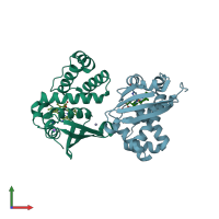 PDB entry 4u9g coloured by chain, front view.