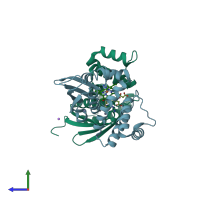 PDB entry 4u9g coloured by chain, side view.
