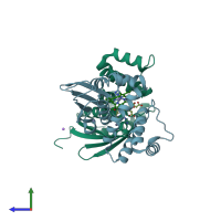 PDB entry 4u9j coloured by chain, side view.