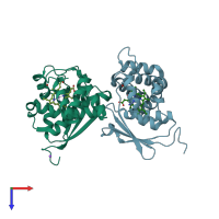 PDB entry 4u9j coloured by chain, top view.